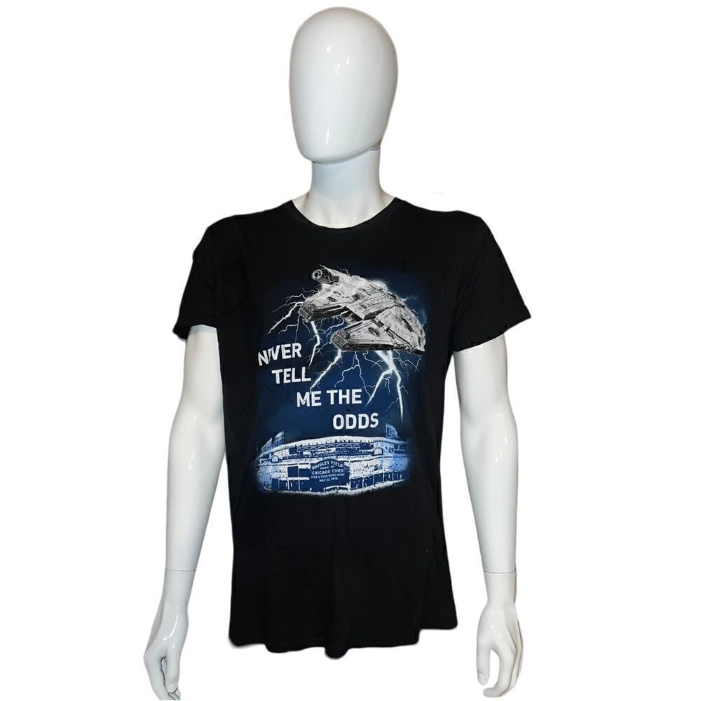 Hanes Chicago Cubs Wrigley Field Star Wars Black T-Shirt Never Tell Me the Odds